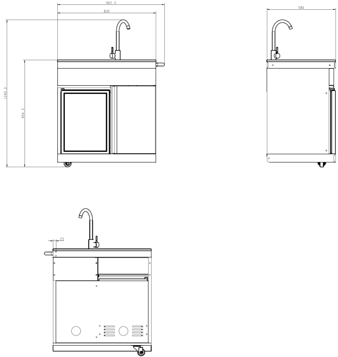 Pure - Modul mit Kühlschrank, Spülbecken und Aufbewahrungsschrank - Schwarz - Bild 4