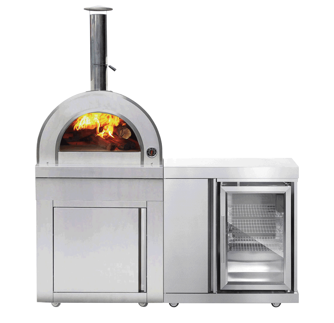 Outdoorküche mit Pizzaofen und Kühlschrank Edelstahl Baltimore Myoutdoorkitchen Stainless Collection - Stainless