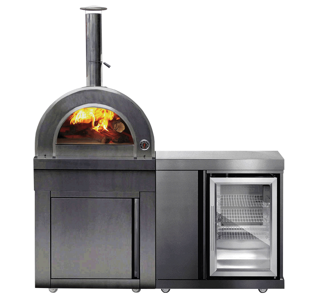 Outdoorküche mit Pizzaofen und Kühlschrank Schwarz Baltimore Myoutdoorkitchen Black Collection - Black