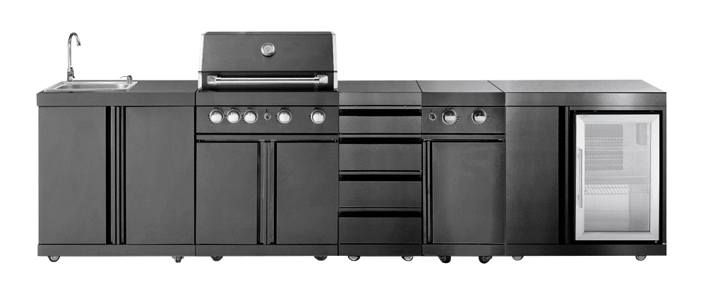 Outdoorküche Schwarz Michigan Myoutdoorkitchen Black Collection Gasgrill Kühlschrank Seitenbrenner Spüle Aufbewahrung - Black