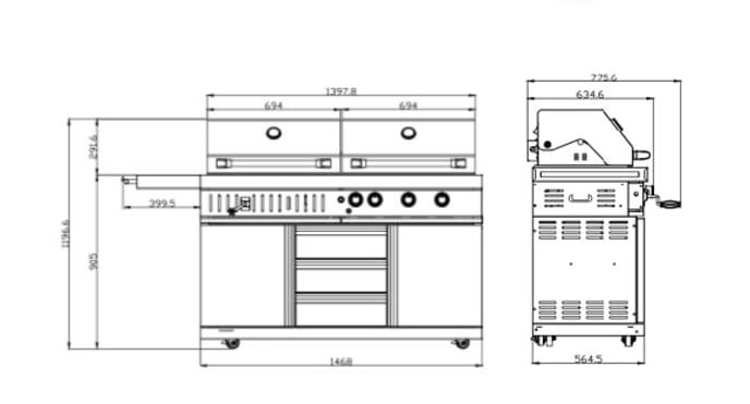 Black Collection - Freistehender Gas- und Holzkohlegrill - Bild 8