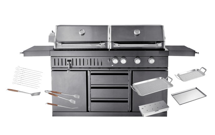 Black Collection - Freistehender Gas- und Holzkohlegrill - Inkl. Zubehörpaket - Bild 1