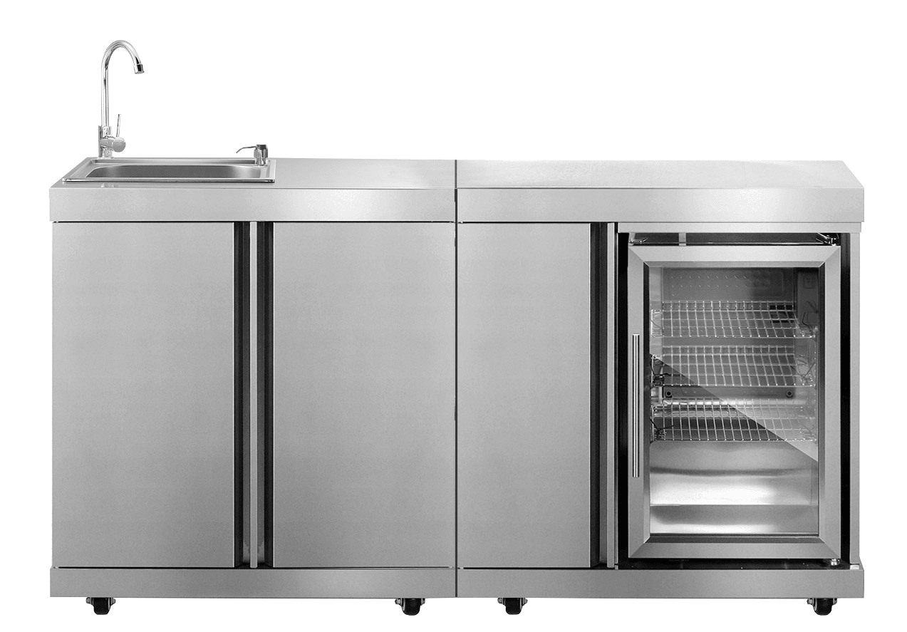 Spülbecken und Kühlschrank - Doppelpaket - Stainless